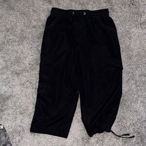 Women’s Black Cargo capris- Drawstring Waist